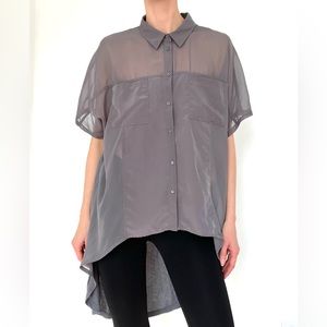 NWT✨ZARA Grey Hi-Lo Button Down Shirt
